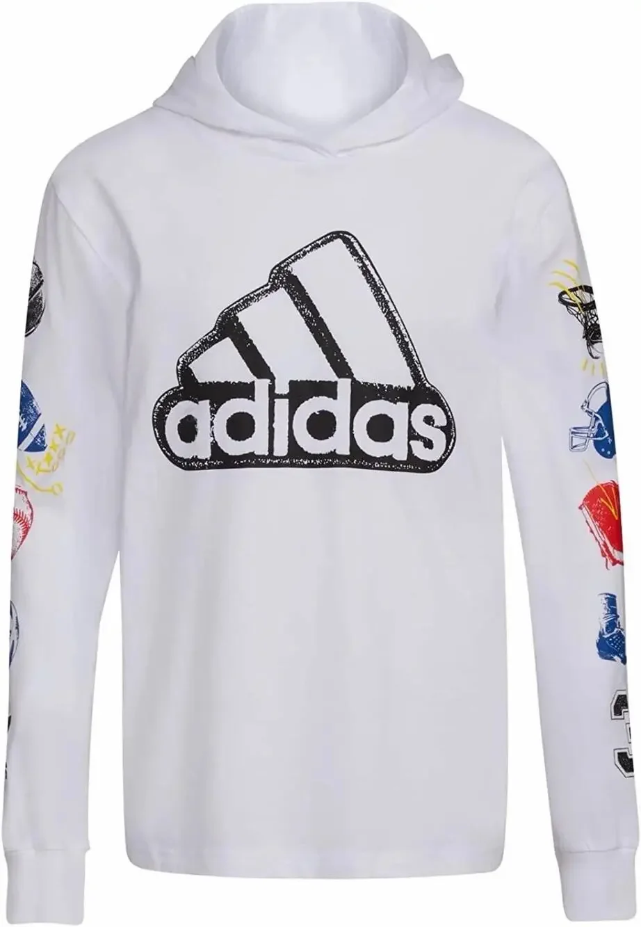 Adidas Boys Long Sleeve Cotton Jersey Hooded T-shirt Tee XL